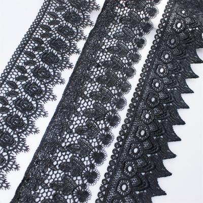 China Wholesale Price Viable Black White French Fabric Venice Accessories TrimGarment Lace Embroidery Polyester Lace Trim for sale