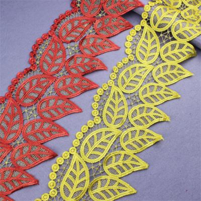 China Viable Wholesale African Gold Polyester Polyester Lace Metallic Chemical Trim Embroidery With For Dress Colored Gold Lace Trim Fabric for sale