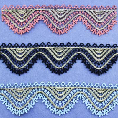 China Factory Direct Viable Wholesale Custom Gold French Polyester Sewing Decorative Lace Trim For Clothes Textile Home Curtain for sale