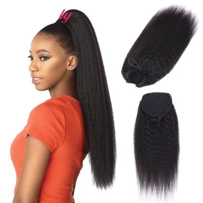 China Yaki High Quality Elastic Band Wig Ponytail Human Natural Hair For Black Women for sale