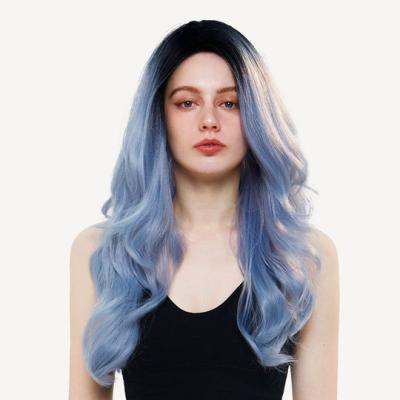 China Body Wave Fashion Synthetic Wigs Headband Curls Synthetic Kinky Wigs Blue Synthetic Wig for sale