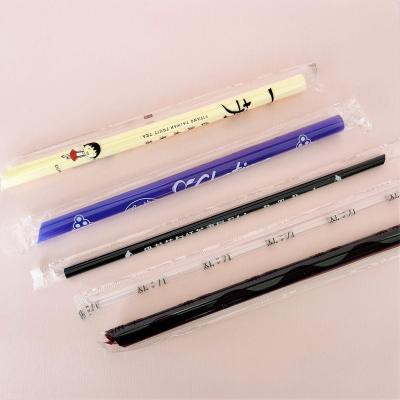 China 12mm hard plastic pp disposable colorful boba 8mm bubble tea straw for sale