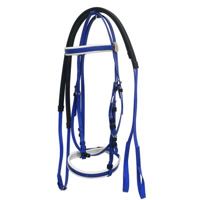 China Cold Resistant PVC Coated Webbing Blue Color PVC Bridle And Rein Racing Horse Accessories for sale