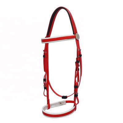 China Red Racing Horse Equipment PVC Horse Bridle And Rein For Racing for sale