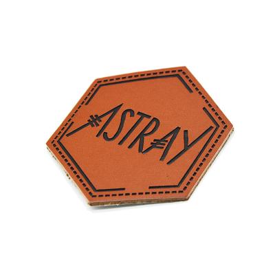 China Washable Custom Design Logo Jean Real Leather Embossed Printed PU Patch For Garment Accessory for sale