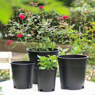 China Gallon Modern Black Plastic Flower Pots Nursery Base Nursery Pots Grower Flower Pots for sale