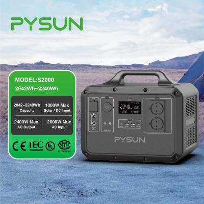 China PYSUN 2240Wh 2400w LiFePO4 Li-ion NCM Custom Battery Bank Portable Power Pack Power Station for sale