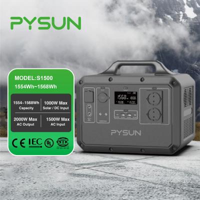 China PYSUN 1568Wh 1500w 2000W LiFePO4 Li-ion NCM Custom Battery Bank Portable Power Pack Power Station for sale