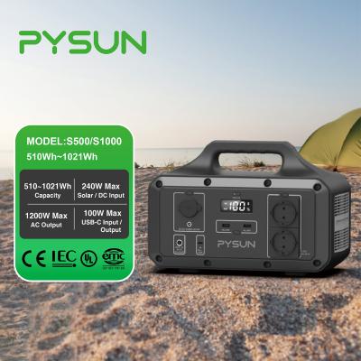 China PYSUN 768Wh 1000w 1200W LiFePO4 Custom Battery Bank Portable Power Pack Power Station for sale