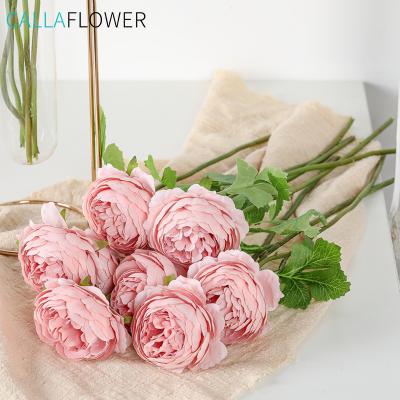 China Eco-friendly Silk Ranunculus Stems White Artificial Flower Bush Wedding Home Decoration for sale