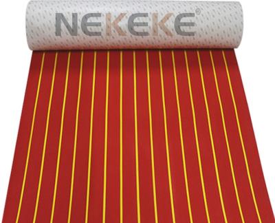 China NEKEKE Red+ Stripe Modern Yellow Composite EVA Foam Sheet Boat Yacht Deck Protection Decking for sale