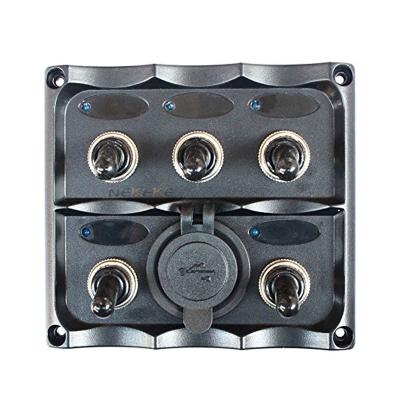 China ABS Rocker Switch Panel 1A 2.1A 15A Fuse Marine Toggle Switch Panel With USB Charger Socket 86.0X86.0mm for sale