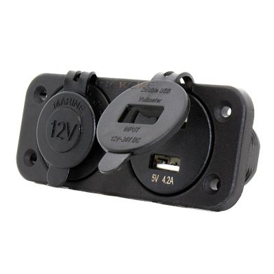 China Car/SUV/Boat etc Power Socket Black Car USB Flush Mount Socket NEKEKE DS5-2013-V-1011 with CE digital voltage display for sale