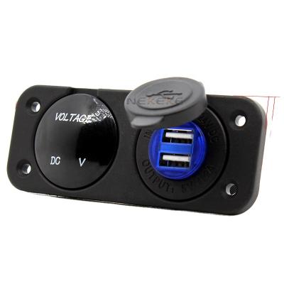 China DS5-9595-2-2013-4.2 12V Voltmeter Two Ports USB Charger Socket Residential/General Purpose Panel For Car Marine Boat for sale