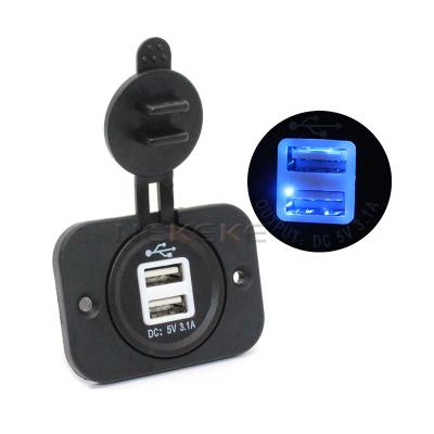 China NEKEKE 12v dual usb power residential/general purpose socket outlet for car motorcycle marine boat for sale