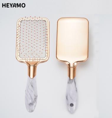 China HEYAMO Marmor Cepillo De Peinar Bling Waterproof Hair Brush Galvanize Peines Para Cabello Bling Electric Wig Brush With Logo Private Label for sale