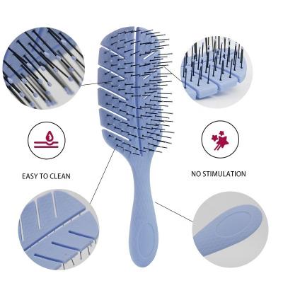 China Ultra-Soft HEYAMO Waterproof Labyrinth Cavity Bristles Glide Through Detangler Bio-Friendly Duct Hair Brush Natural Blue Tangles Easily for sale