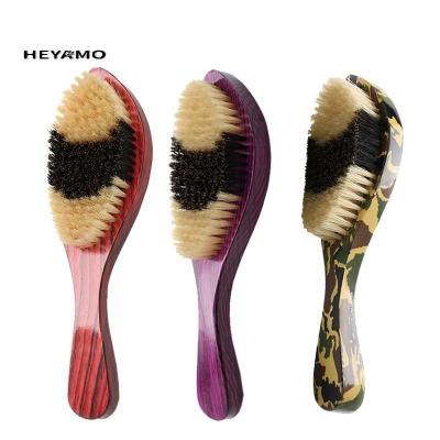 China New Style Two Color Camouflage Bristle Waterproof Style Handle HEYAMO Amazone Custom Beard Brush 360 Wave Brush for sale