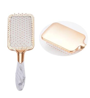 China Dropshipping Marble Bling Detangling Waterproof Hair Brush Galvanized Hair Comb Glitter Wig Brush With Private Label Paddle Hair Logo Brush for sale