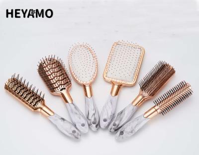 China HEYAMO Waterproof 6 Marmo Cepillos De Pelo Blinged Out Hair Brush Detangling Hairgalvanica Escova De Cabelo Hair Comb Gold Wig Brush Custom Made for sale