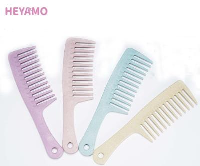 China HEYAMO Home Biodegradable Wheat Tooth Detangling Brush Productos De Barberia Peines y Cepillos Wide Hair Comb With Professional Logo for sale