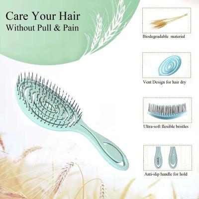 China Wholesale Custom Logo Scalp Massager Brush Natural Hair HEYAMO Wheat Straw Baby Kids Eco Friendly Detangling Duct Brush Waterproof Comb for sale