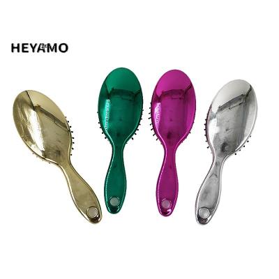 China HEYAMO Waterproof Oval Paddle Brush Salon Hairdressing For Scalp Massage In Gold And Silver Green Purple Hair Brush Combs for sale