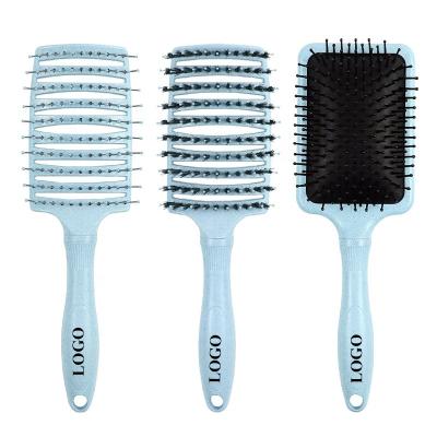 China HEYAMO Waterproof Recyclable Reusable Wheat Biodegradable Natural Hair Brush Custom Logo Duct Straw Hair Dryer Boar Brush Eco Brush for sale