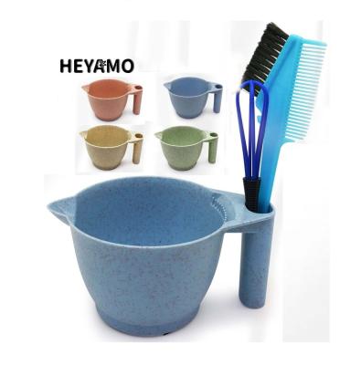 China HEYAMO Waterproof Natural Wheat Straw Salon Colorful Candy Tint Dye Bowl With Function Handle Biodegradable Dye Bowl for sale