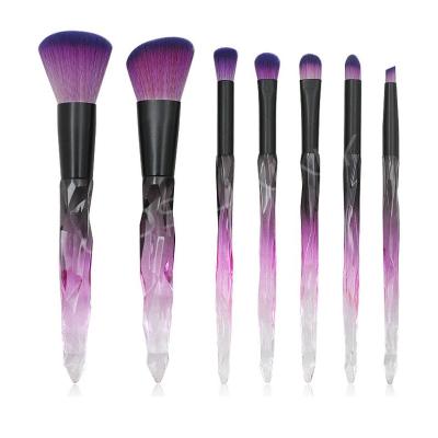 China Angular Blush Transparent Crystal Diamond 7pcs Shadow Makeup Cosmetic Set Brush For Foundation Blending Blush Concealer Eyeshadow for sale