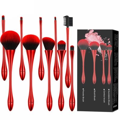 China Angular Blush 10pcs High Quality New Design Fashion Professional Makeup Brush Set Slim Waist Shape With Colorful Box for sale