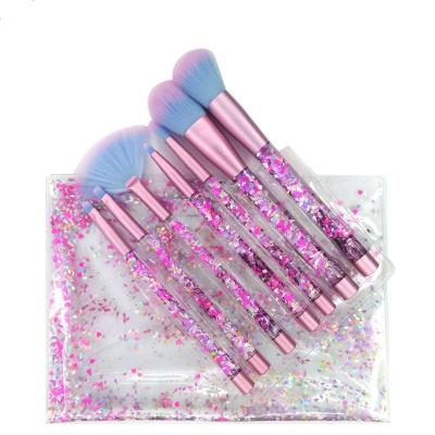 China Angular Blush New Design Top Selling Transparent Girl Heart Fashion 7pcs Professional Makeup Brush With OPP Bag for sale