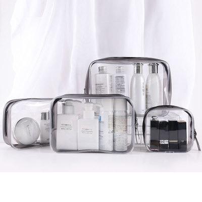 China Lady PVC Transparent Waterproof Travel Cosmetic Bag Women Large Capacity Makeup Bags Storage Make Up Cases for sale