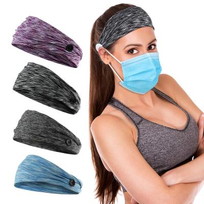 China Face Mask Holder Non Slip Elastic Headbands With Button Hair Accessories For Women Men Moisture Wicking Headband Head Wrap For Outdoor for sale