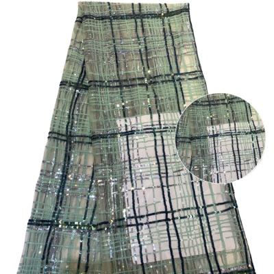 China Zp125 Fashionable PET Sequined Embroidery Fabric Tulle Mesh Vest Jacket Skirt Lace Accessories Tartan for sale