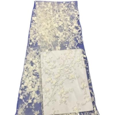 China FP07 Luxury Instant Powder Glue 3D Gel Craft 3D Gel Lace Tulle Mesh Fabric Bridal White Wedding Dress Fabric for sale