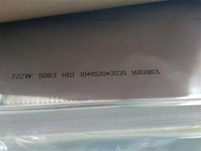 China Anti Corrosion 5083 Aluminum Plate  Marine Grade 110Mpa Yield Strength for sale