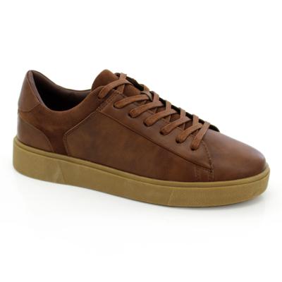 China Fashion Trend 19F037Q36 OEM Classic Brown PU Stylish Male Casual Shoes For Men for sale