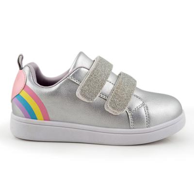 China Lightweight School PU Girls And Boys White Leather Sports Casual Shoes Fashion Sneakers Kids Flat Shoes For Girls for sale