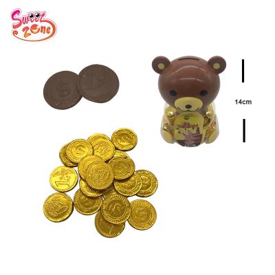 China Lovely little piece of bear pot gold coin chocolate candy for sale