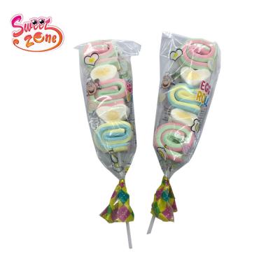 China Normal Egg Roll Marshmallow String Lollipop Soft Cotton Candy for sale