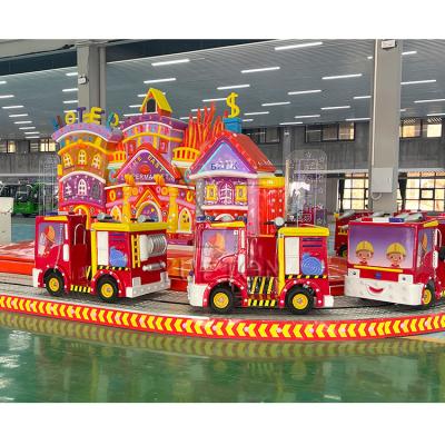 China Theme Park Fairground Attraction Amusement Park Equipment Manege Rides Firefighters Car Kids Electric Train With Track For Sale for sale