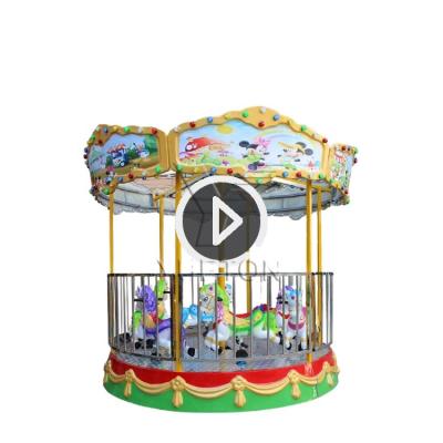 China Theme Park Best Price Outdoor Playground Equipment Family Rides Coin Operated Kids Small Mini Merry Go Round for sale