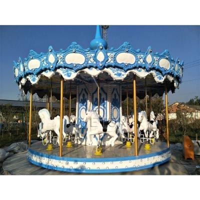 China FRP+steel carousel park adult children single carousel horse game machine for sale