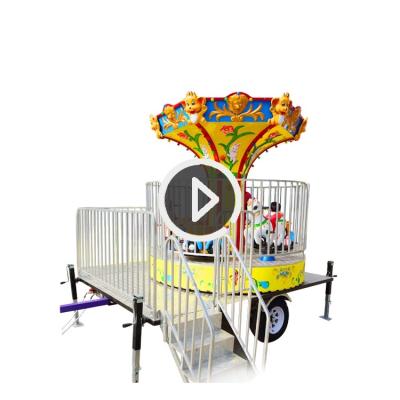 China Theme Park Portable Amusement Ride Mobile Carousel Ride With Mounted Trailer On Sale for sale