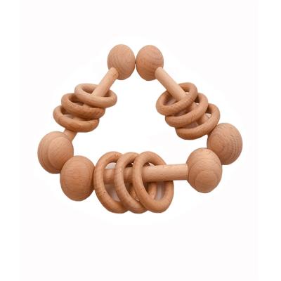 China Hot Selling Newborn Baby Wooden Beech Ring Rattle Toys Bell Hammer Baby Learning Educational Toy Baby Teething Toys Stick for sale