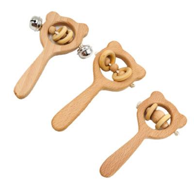 China Hot selling high quality wooden DIY baby cartoon toy newborn walker animals shape toy babies teether toys for sale