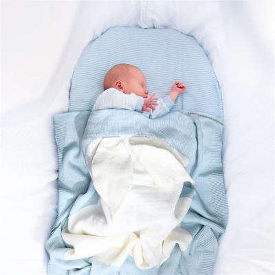 China New Hot Selling Folded Baby Rabbit Ear Blanket 3D Bunny Blanket Newborn Knitted Blanket for sale