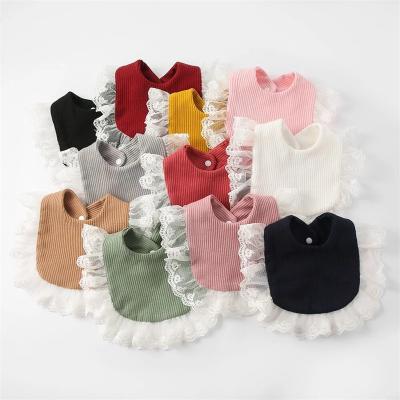 China Wholesale hot selling simple fashion baby lace edge saliva towel baby cotton gauze lace bib for sale