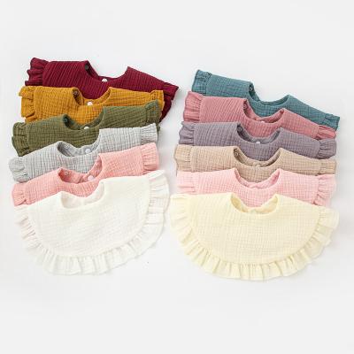 China Fashion wholesale customize pure baby saliva bib muslin cotton gauze baby lace baby saliva bibs super soft baby supplies for sale